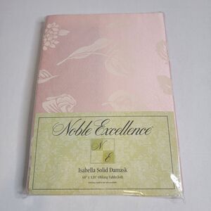 New Noble Excellence Isabella Solid Damask Tablecloth 60” X 120” Oblong Pink